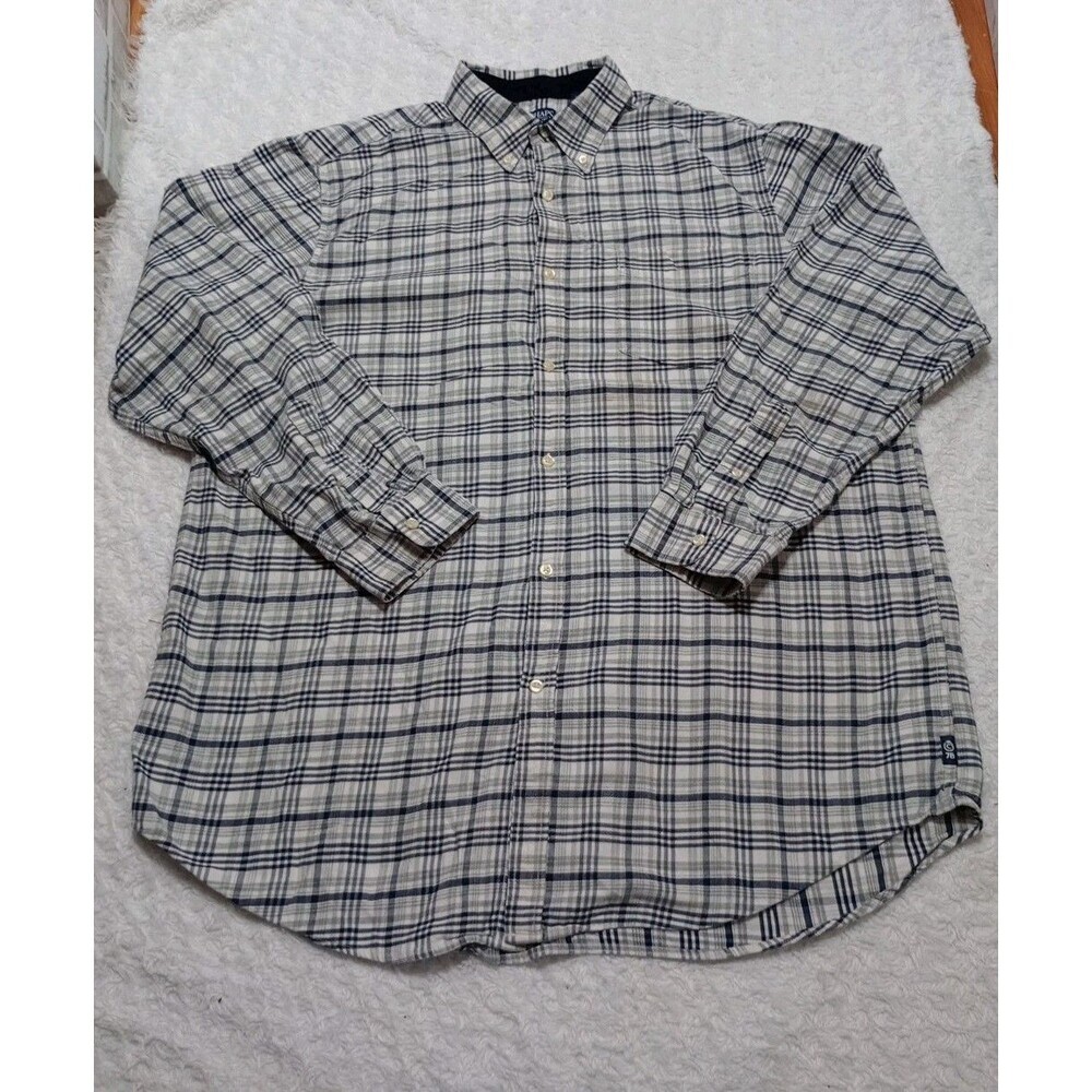 Chaps Shirt Men's XLT/TGL   Gray-black-white Plaid Long Sleeve Button Up